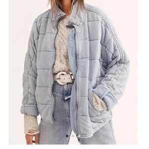 Free People Quilted Dolman Jacket - light blue